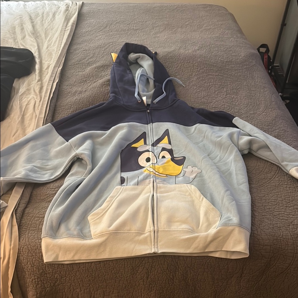 Hot Topic Blue and White Cartoon Character Jacket